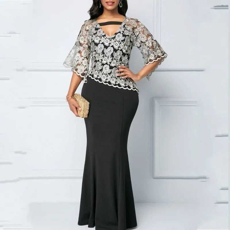 African Maxi Dresses For Women 2020 Black Fashion Robe Long Dress