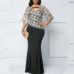 African Maxi Dresses For Women 2020 Black Fashion Robe Long Dress