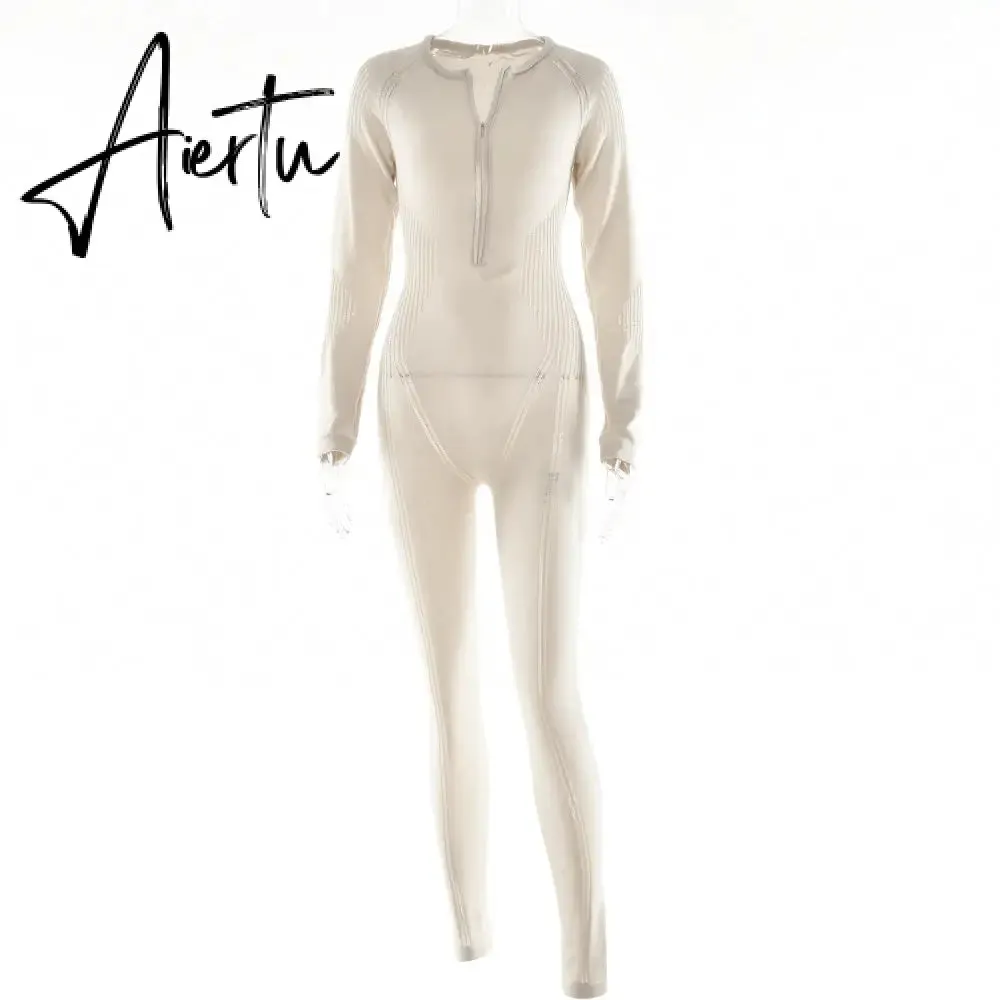 Aiertu Knitted Rompers Women Jumpsuit Stretch Hollow Out Zipper Sexy Summer Jumpsuits Club Outfits Women One Piece Overalls