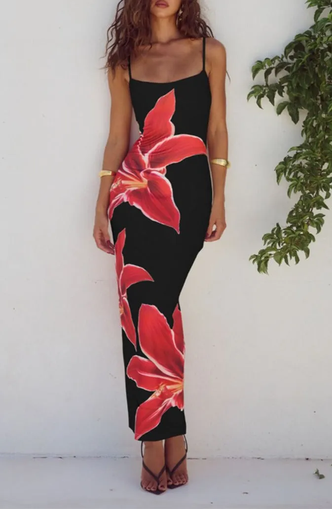 Amozae-Christmas Outfits New Year's Eve Dress Night Out Club Dresses cute winter outfits Gracen Large Floral Maxi Dress