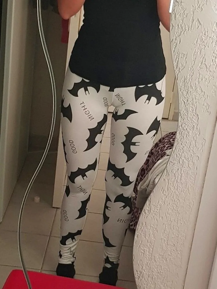 Bat Print Skinny Leggings Running Pants