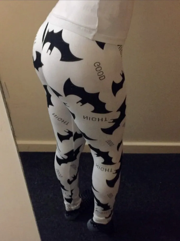 Bat Print Skinny Leggings Running Pants