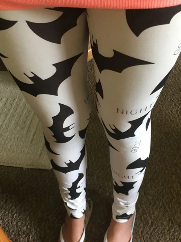 Bat Print Skinny Leggings Running Pants