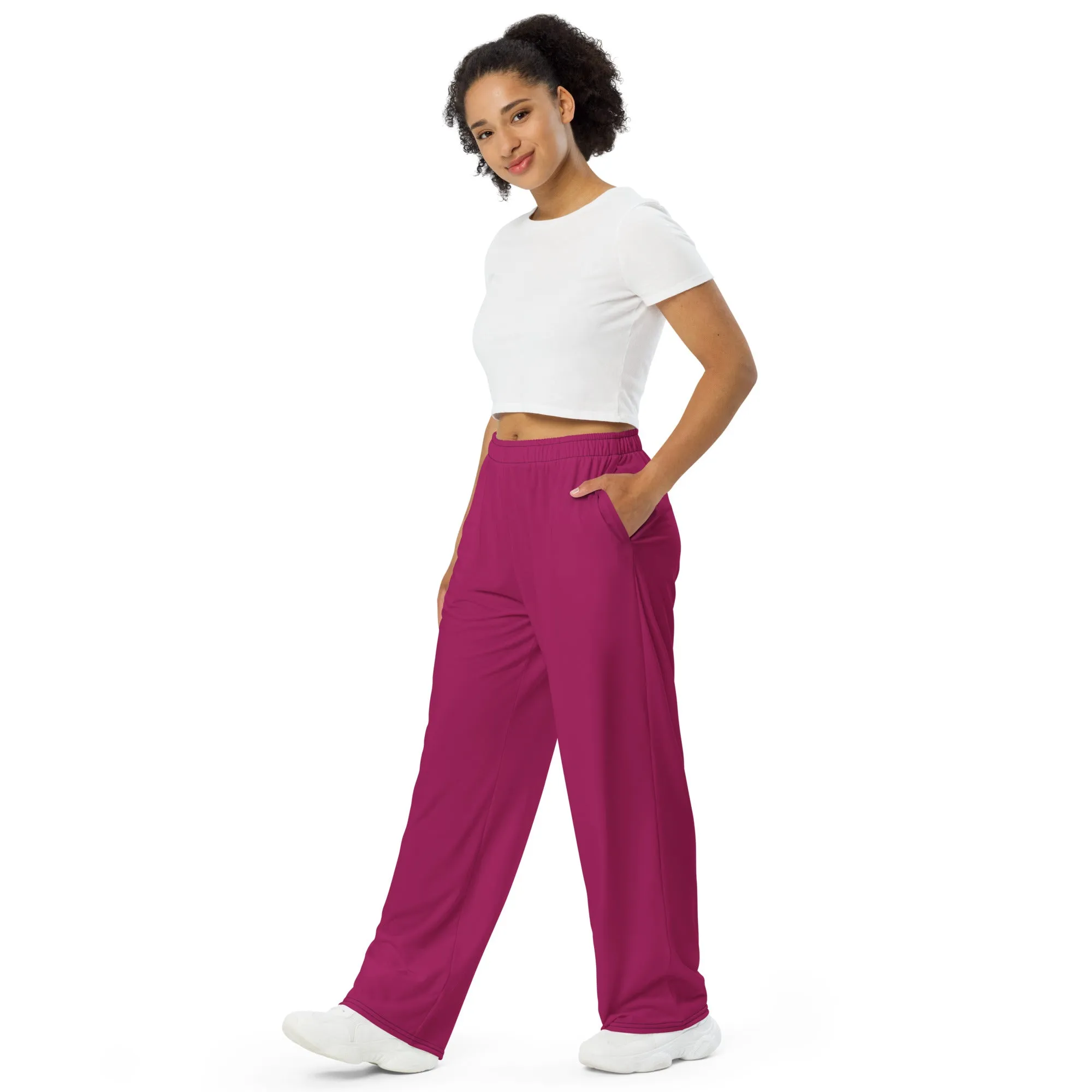 Berry Purple All-over print unisex wide-leg pants