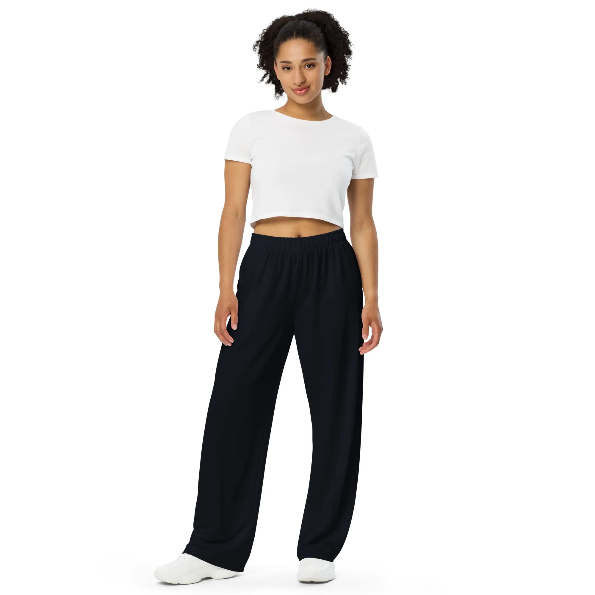 Black print unisex wide-leg pants