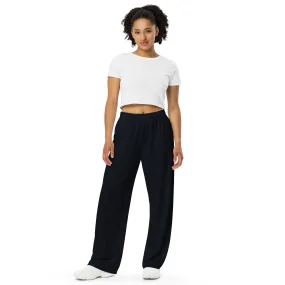 Black print unisex wide-leg pants