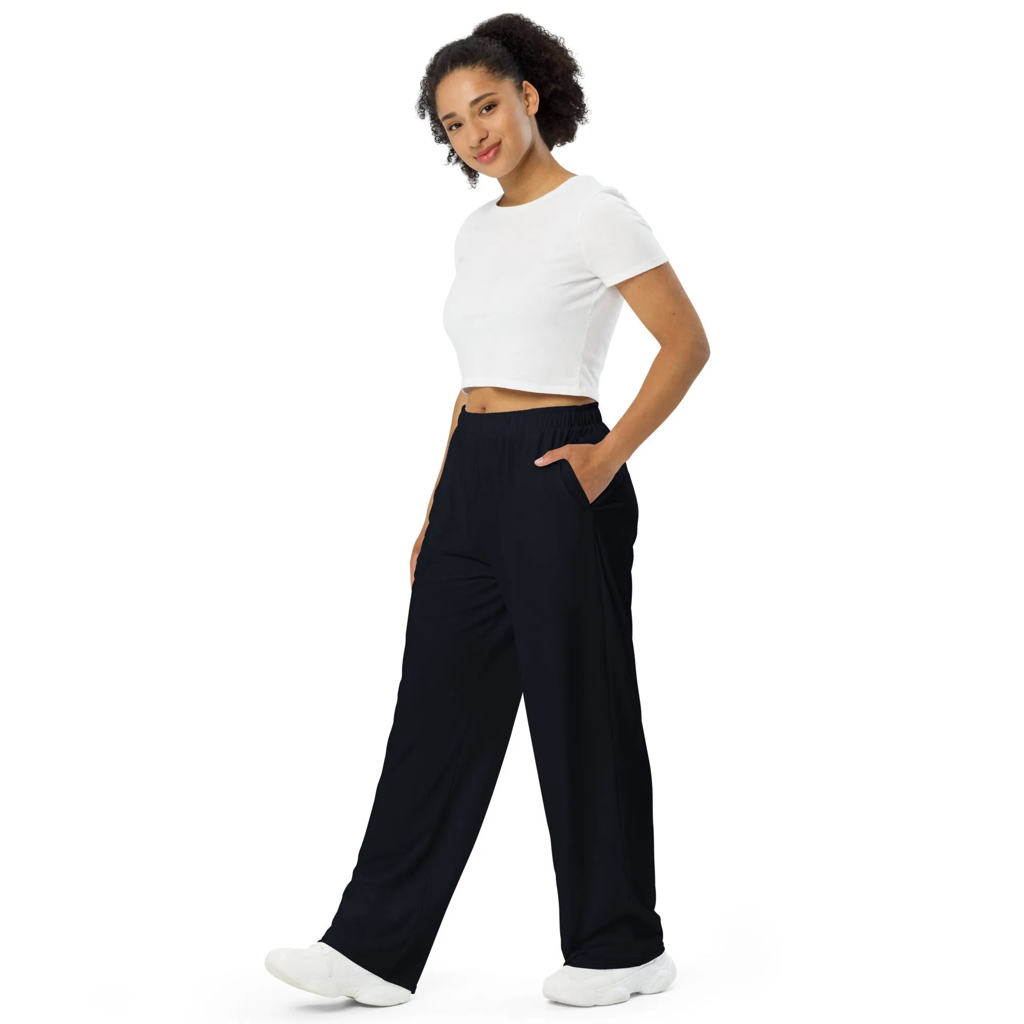 Black print unisex wide-leg pants
