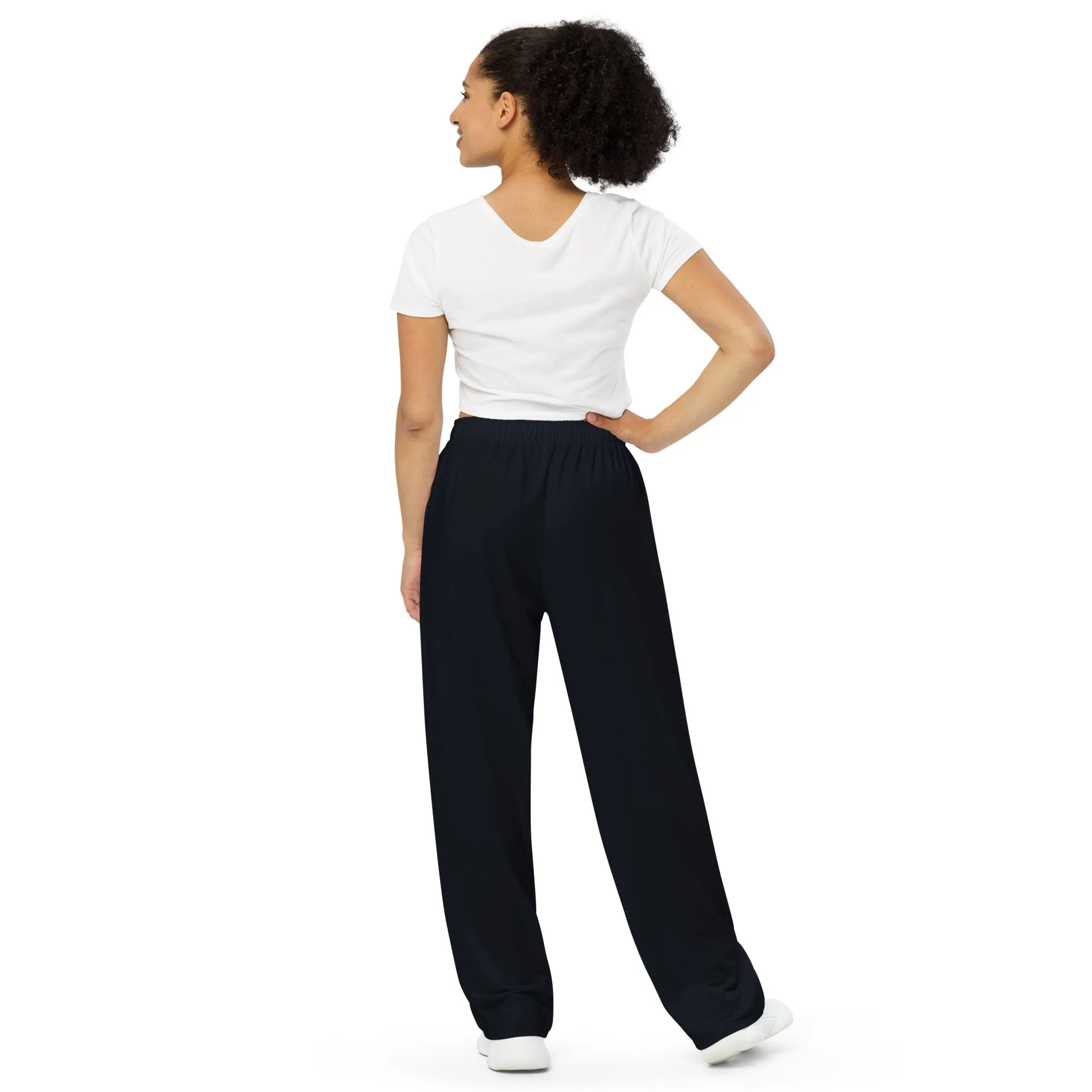 Black print unisex wide-leg pants