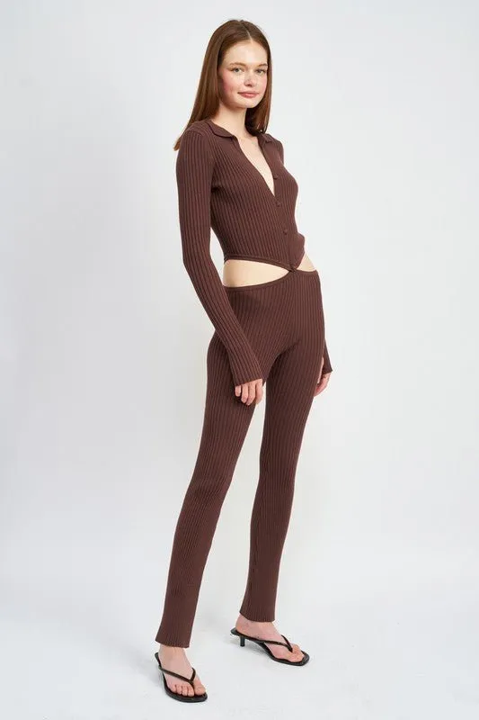 Brown Cut Out Jumpsuit