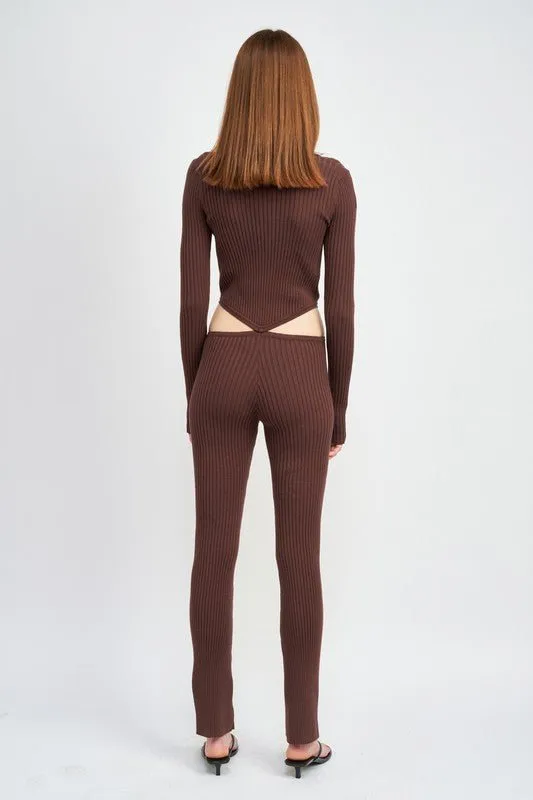 Brown Cut Out Jumpsuit