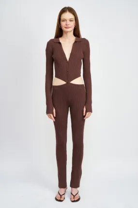 Brown Cut Out Jumpsuit