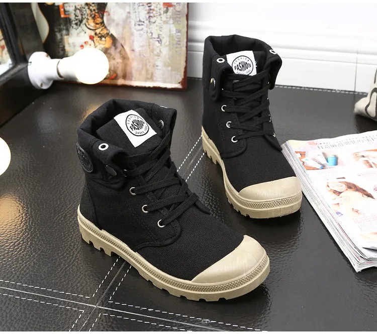 Canvas Patchwork Round Toe Flat Casual Ankle Boots