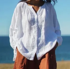 Carmen Linen Button up Top - one size