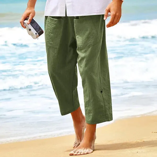 Casual Loose Pocket Beach Pants