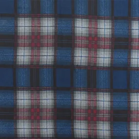 Classic Blue-Red-Multi Plaid Printed Poly Chiffon Woven Fabric
