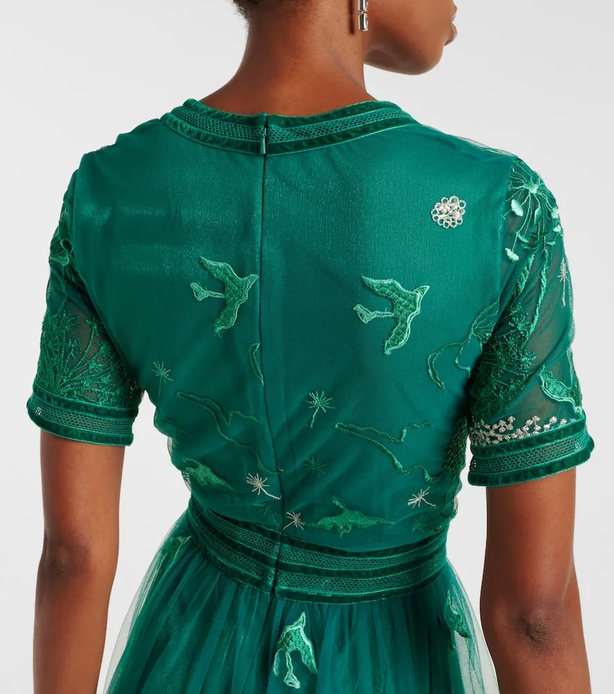 Costarellos Floral embroidered gown
