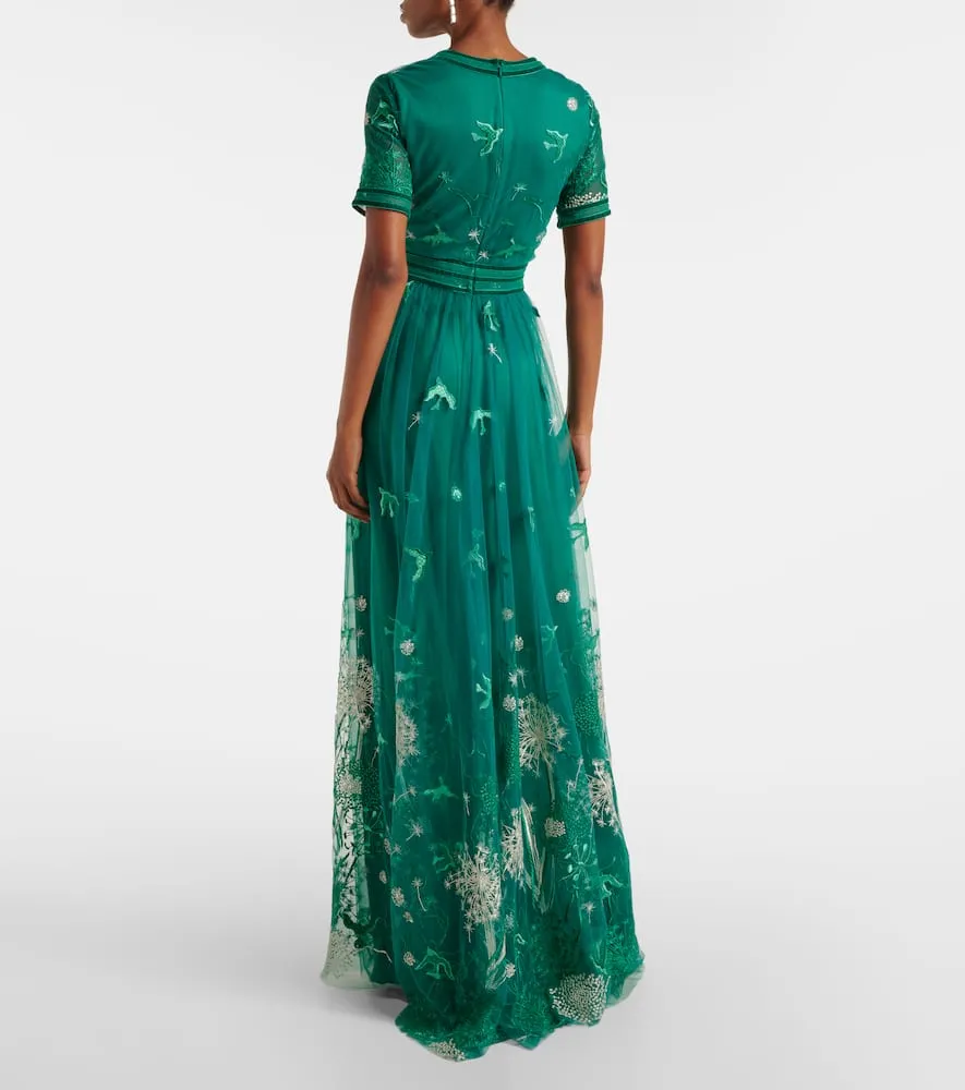 Costarellos Floral embroidered gown