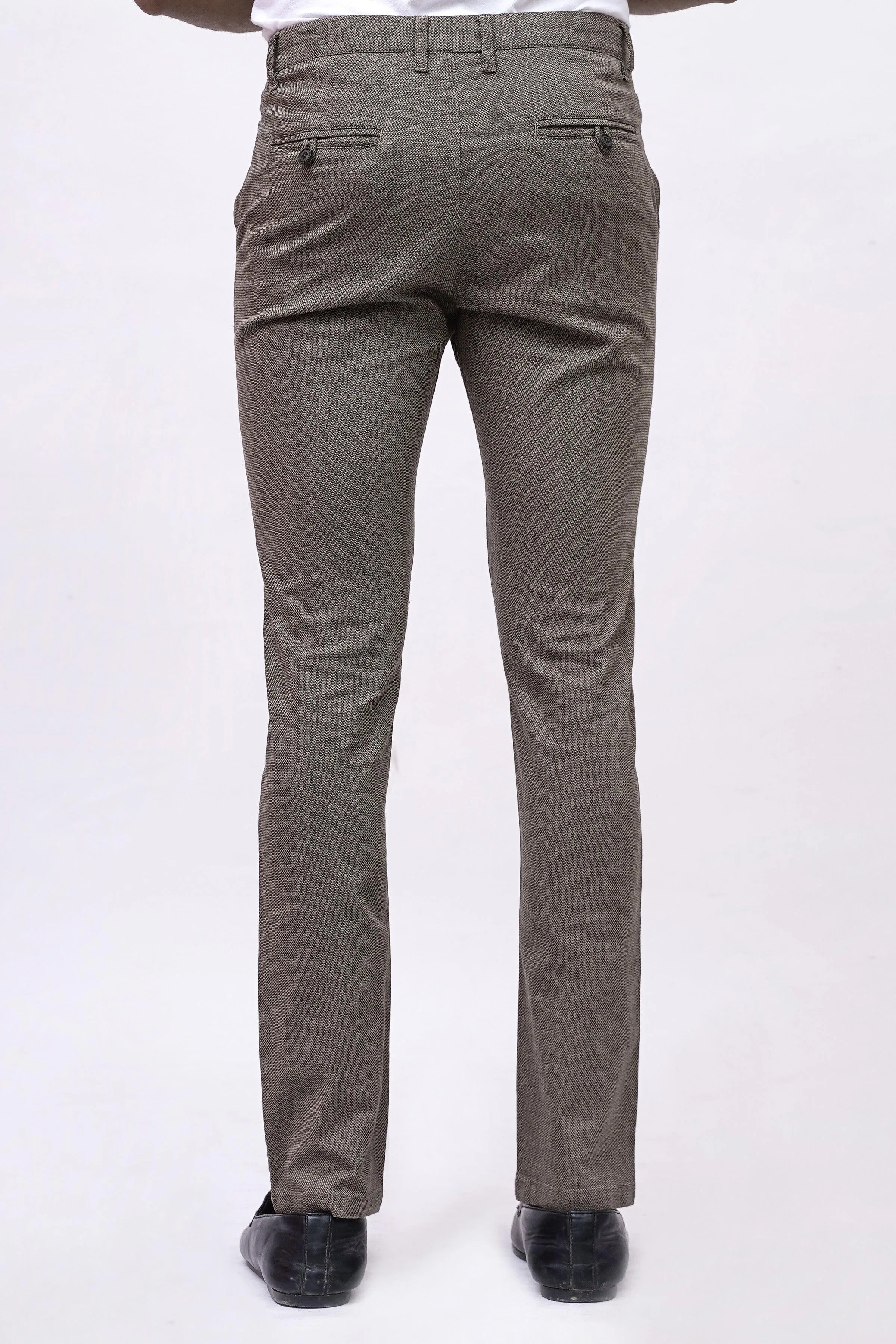 CROSS POCKET SELF TEXTURED PANT BROWN KHAKI TEXTURED