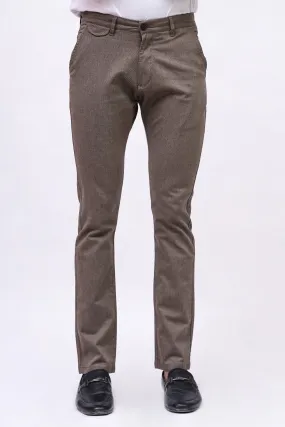CROSS POCKET SELF TEXTURED PANT BROWN KHAKI TEXTURED