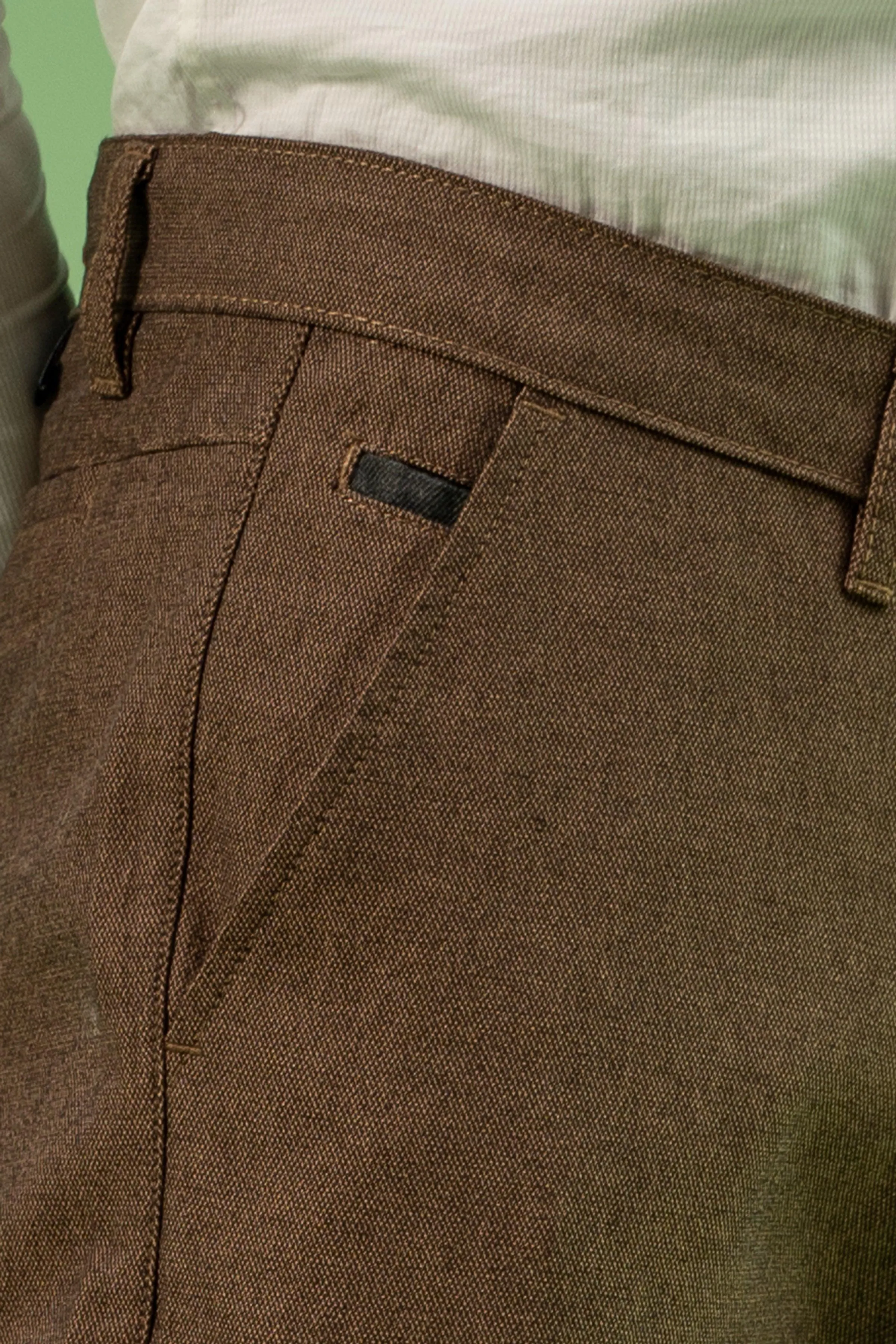 CROSS POCKET SELF TEXTURED PANT BROWN