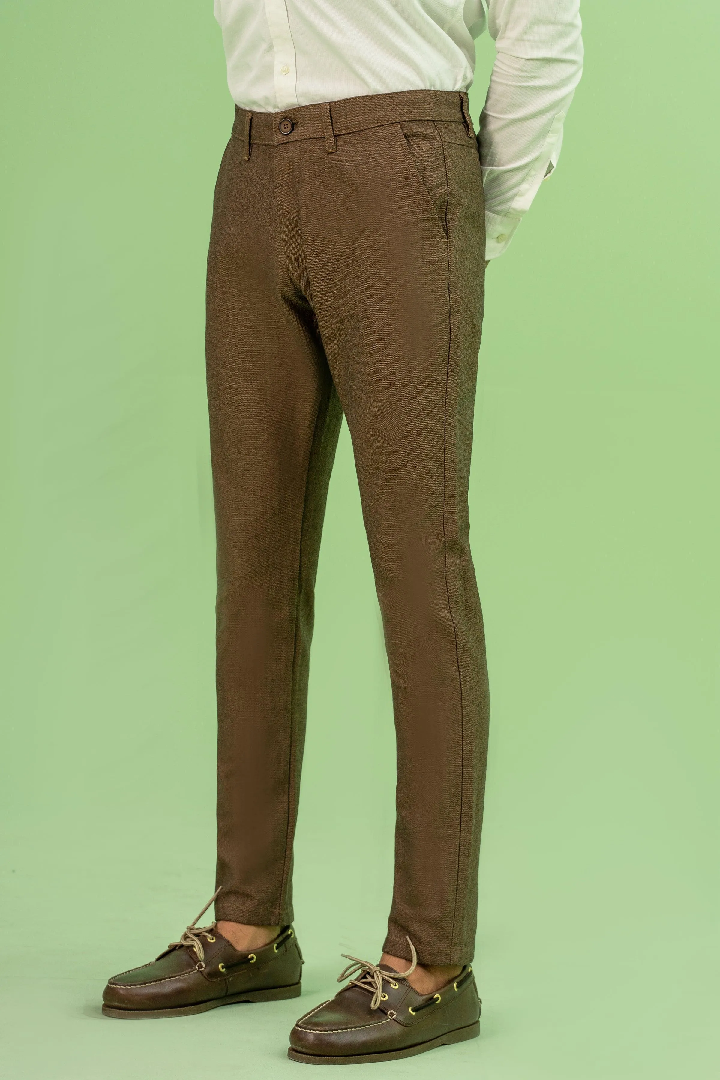 CROSS POCKET SELF TEXTURED PANT BROWN