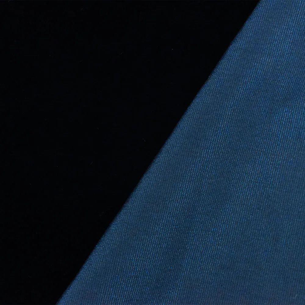 Dark Blue Solid Rayon Poly Velvet Woven Fabric