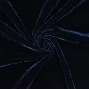 Dark Blue Solid Rayon Poly Velvet Woven Fabric
