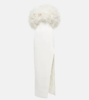 David Koma Feather-trimmed cady gown