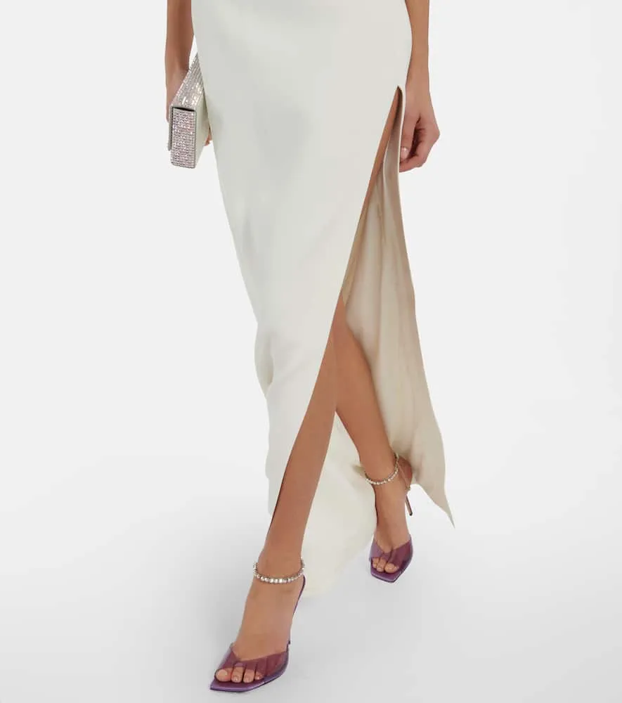 David Koma Feather-trimmed cady gown