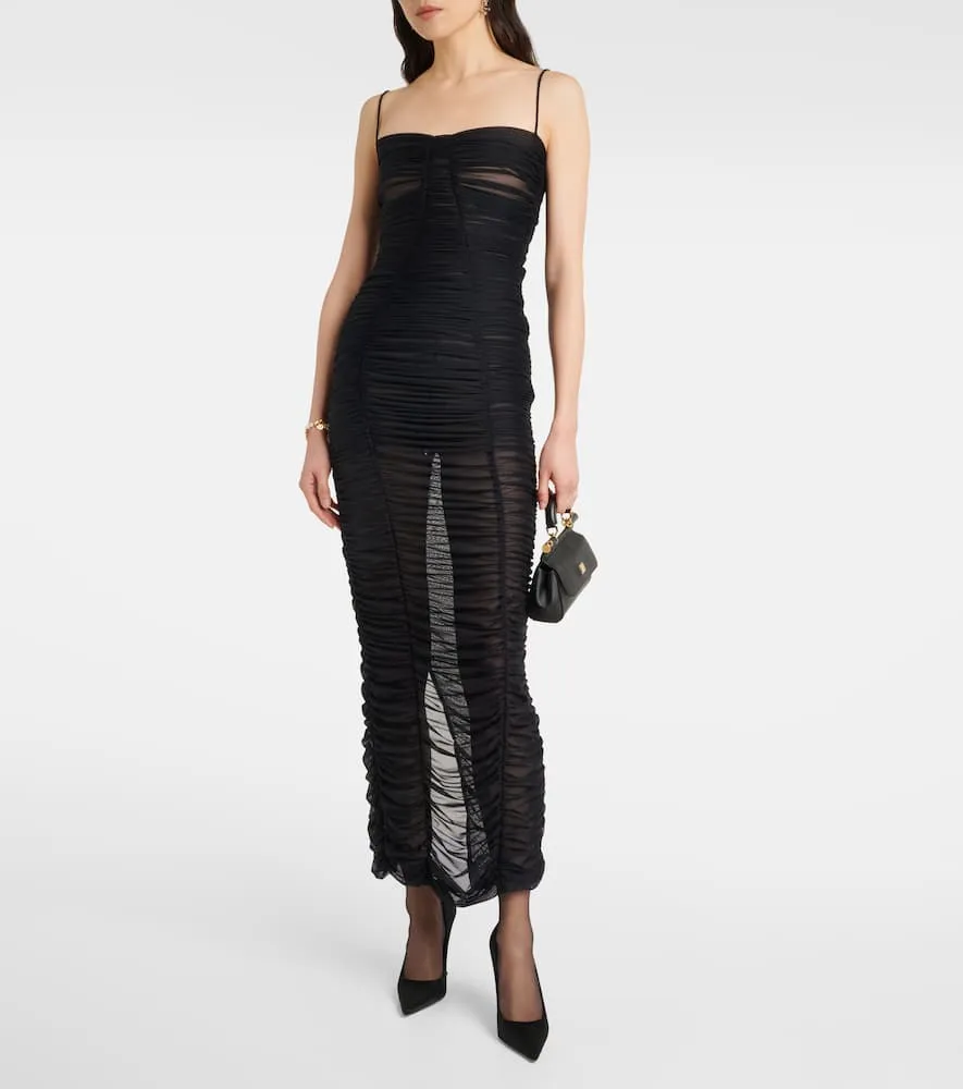 Dolce&Gabbana Sheer draped tulle midi dress