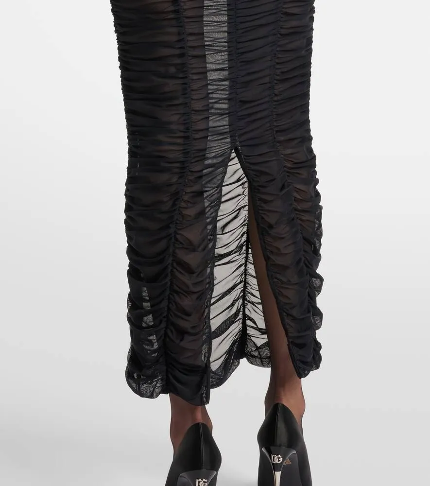 Dolce&Gabbana Sheer draped tulle midi dress