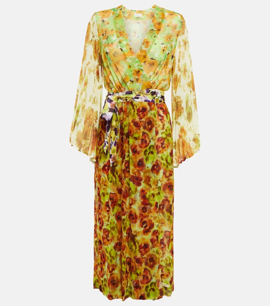 Dries Van Noten Floral georgette wrap dress