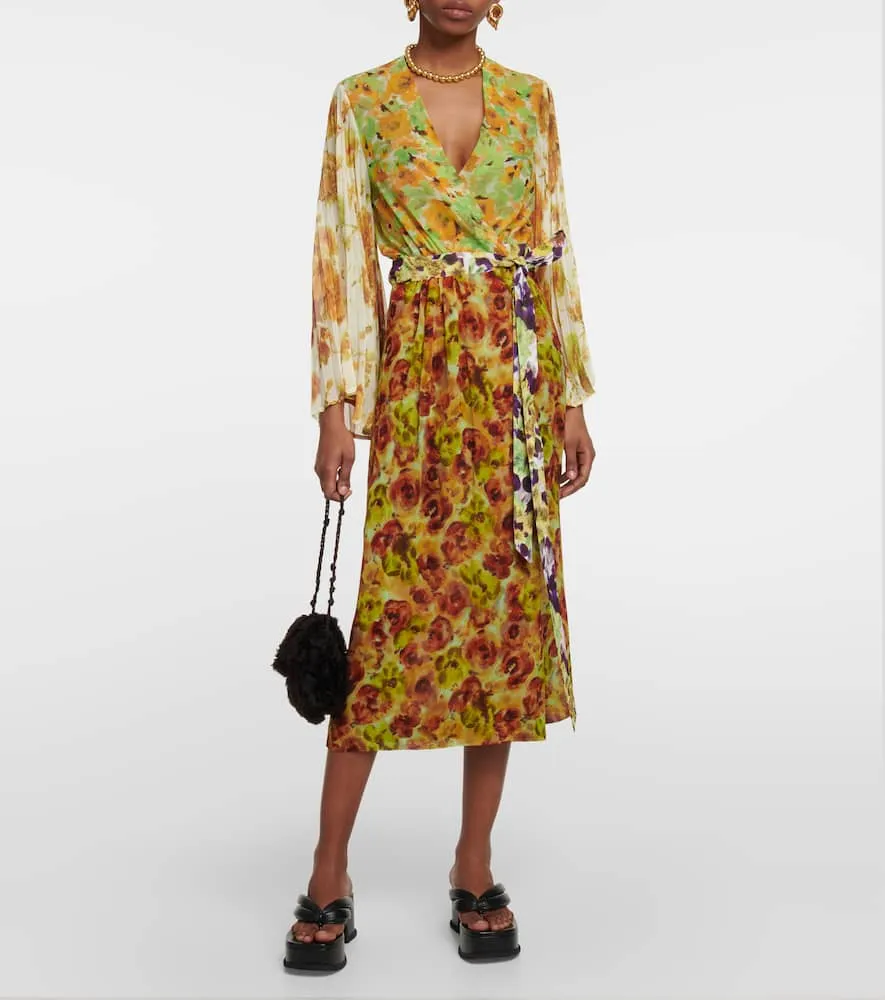 Dries Van Noten Floral georgette wrap dress