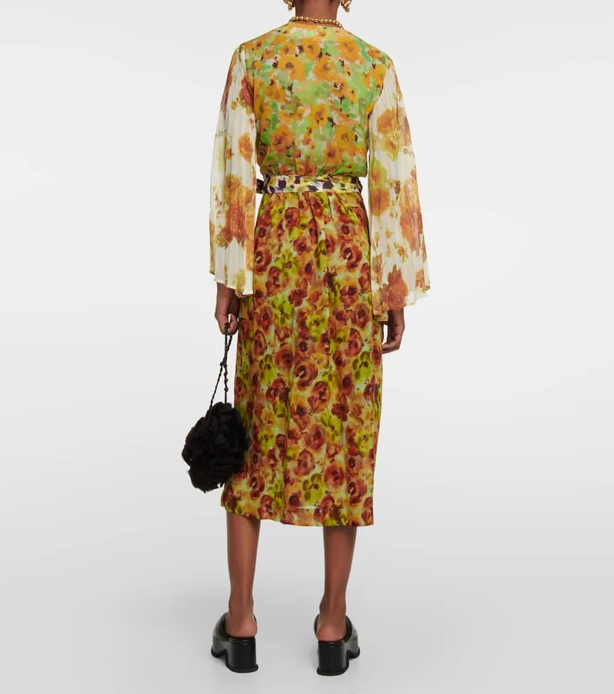 Dries Van Noten Floral georgette wrap dress