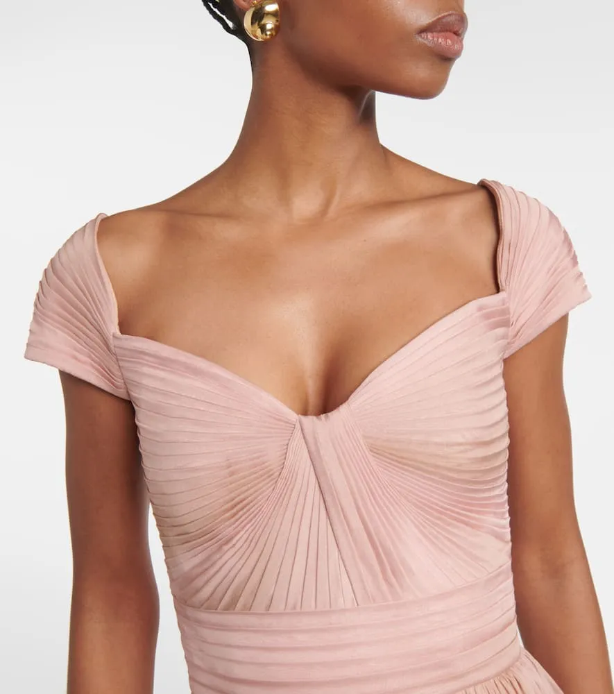 Elie Saab Gathered silk chiffon gown