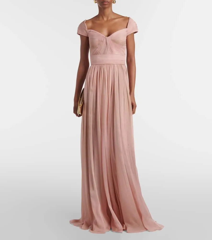 Elie Saab Gathered silk chiffon gown