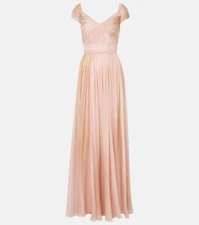 Elie Saab Gathered silk chiffon gown