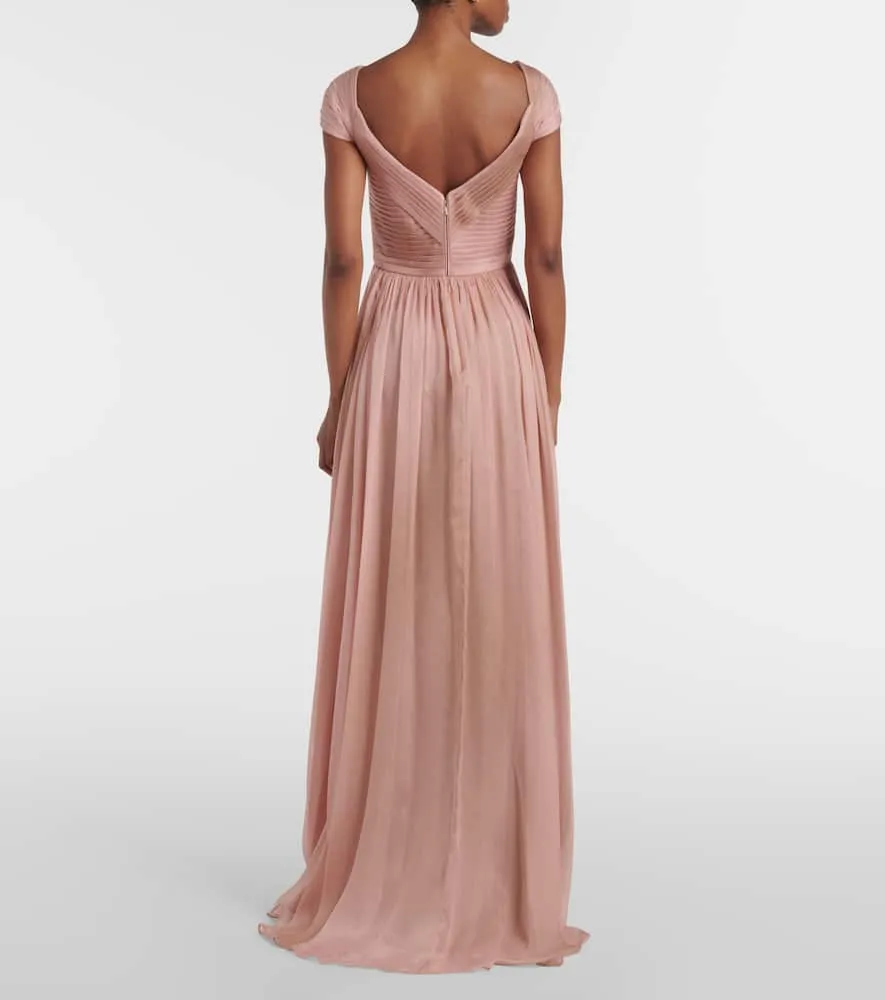 Elie Saab Gathered silk chiffon gown