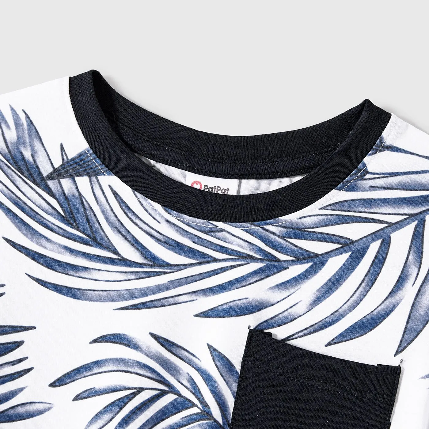 Family Matching Cotton Short-sleeve T-shirt and Plant Print Naia? Spliced Ruffle Trim Cami Dresses Sets