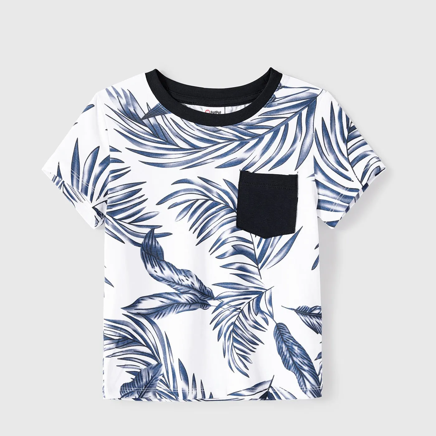 Family Matching Cotton Short-sleeve T-shirt and Plant Print Naia? Spliced Ruffle Trim Cami Dresses Sets