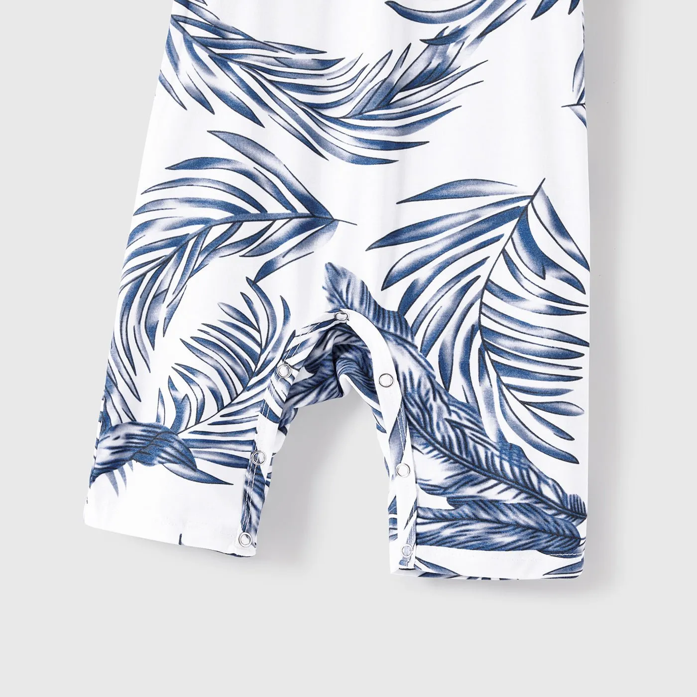 Family Matching Cotton Short-sleeve T-shirt and Plant Print Naia? Spliced Ruffle Trim Cami Dresses Sets