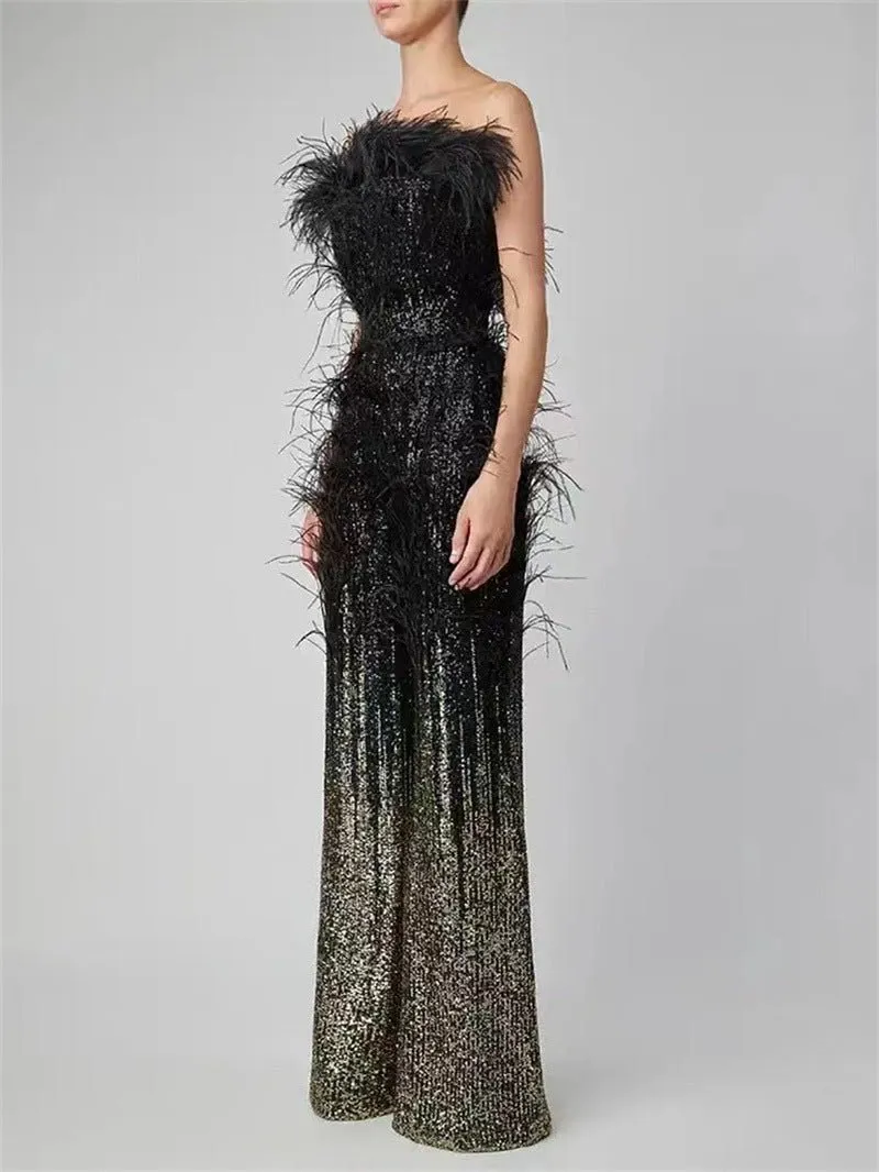 Feather Sequin Jumpsuit