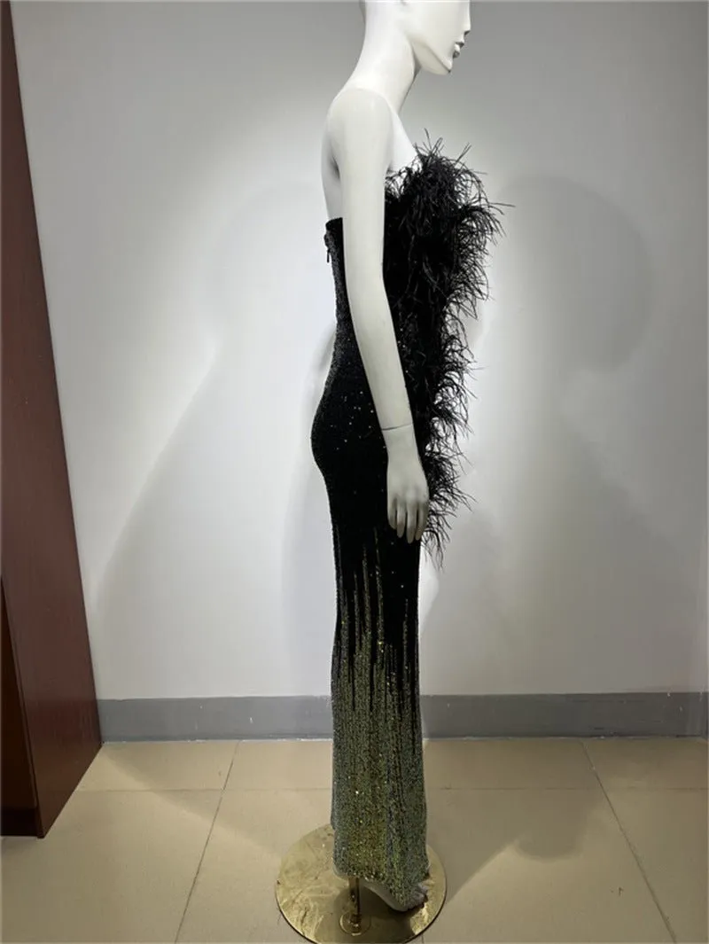 Feather Sequin Jumpsuit