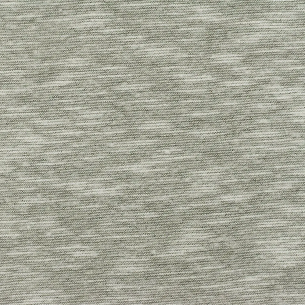 Fog Gray-White Slub Striped Stretch Jersey Knit Fabric