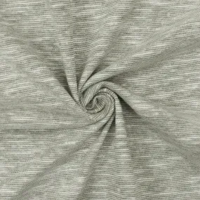Fog Gray-White Slub Striped Stretch Jersey Knit Fabric