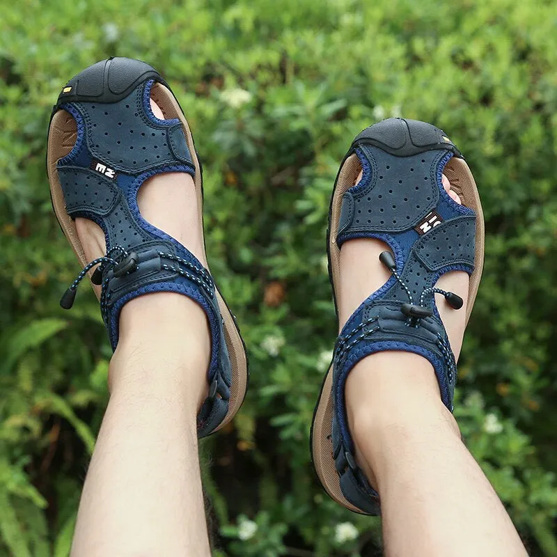 Genuine Leather Outdoor Men Beach Sandals