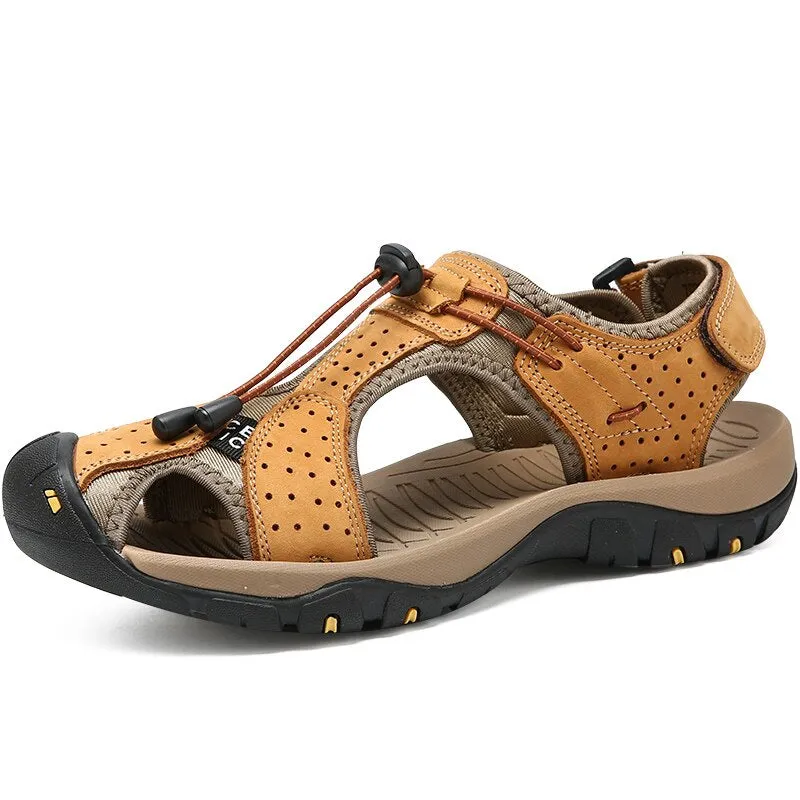 Genuine Leather Outdoor Men Beach Sandals