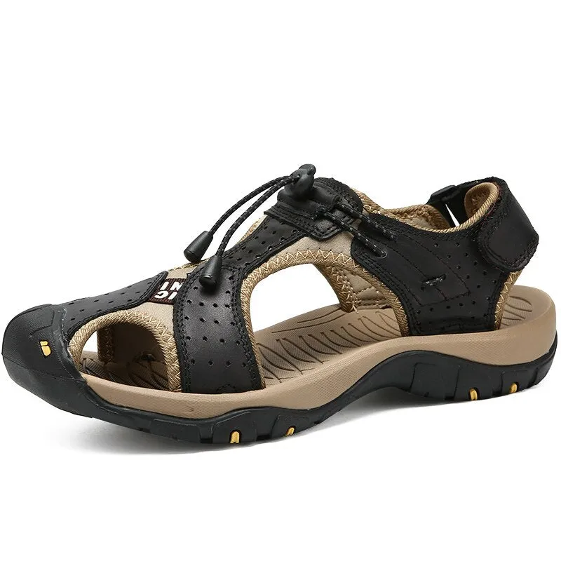 Genuine Leather Outdoor Men Beach Sandals