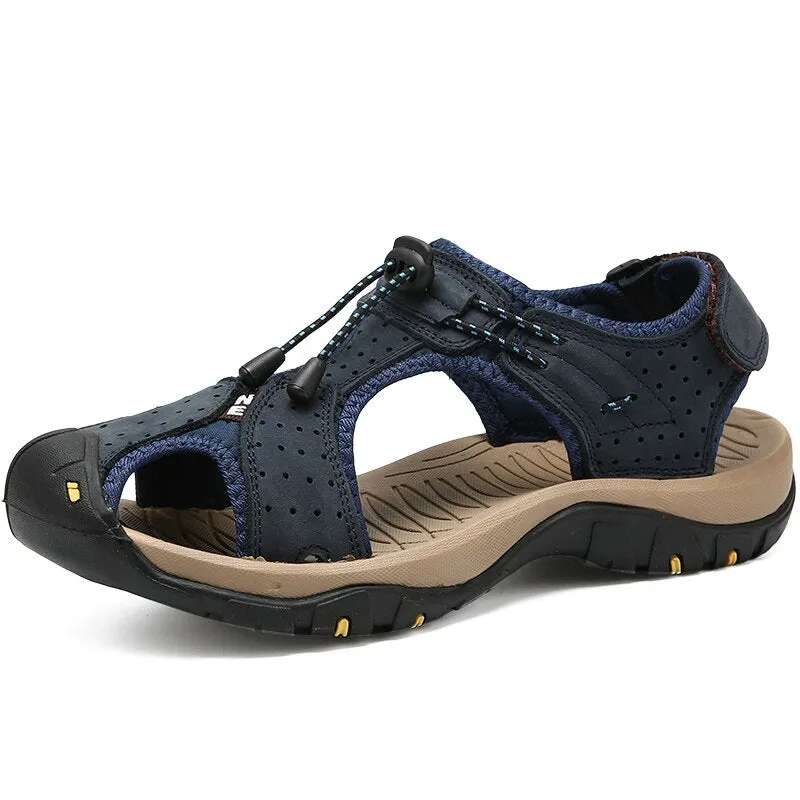 Genuine Leather Outdoor Men Beach Sandals