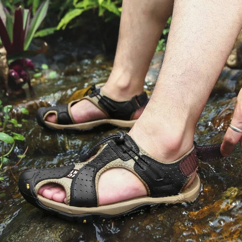 Genuine Leather Outdoor Men Beach Sandals